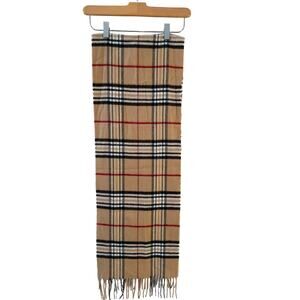 Cashmink Super Soft Scarf Tan Brit Plaid Fringe